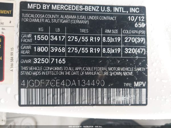 2013 MERCEDES-BENZ GL 450 4MATIC