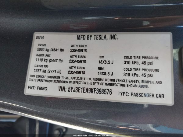 2019 TESLA MODEL 3