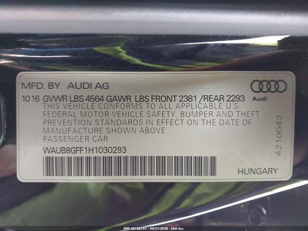 2017 AUDI A3 2.0T PREMIUM