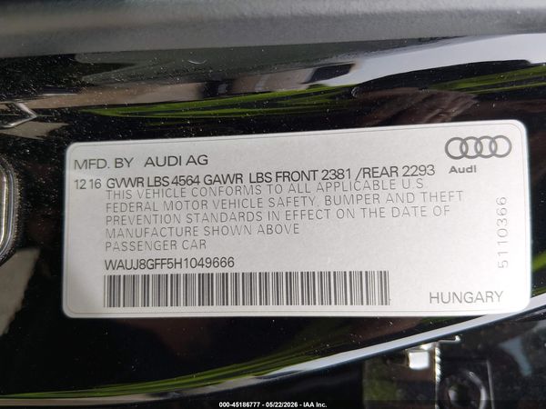 2017 AUDI A3 2.0T PREMIUM
