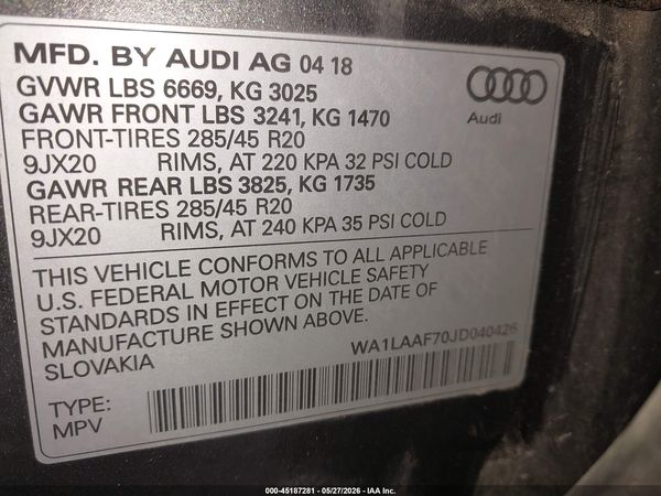2018 AUDI Q7 3.0T PREMIUM