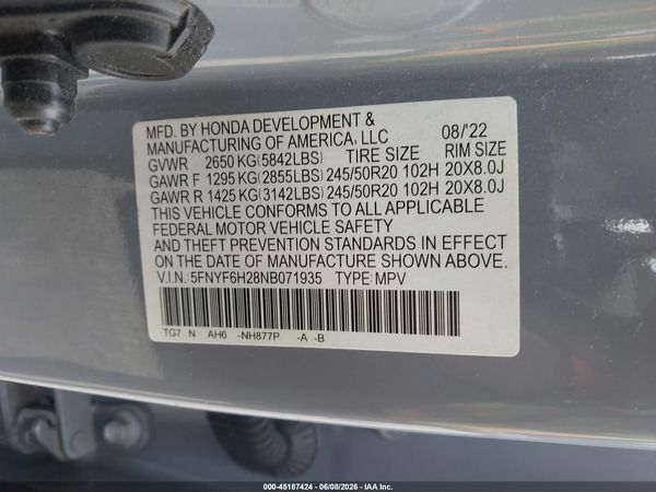 2022 HONDA PILOT AWD SPECIAL EDITION