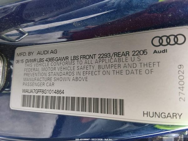 2016 AUDI A3 1.8T PREMIUM