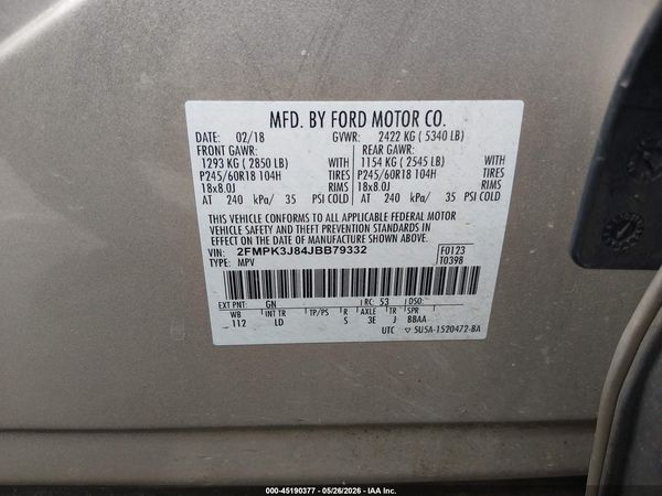 2018 FORD EDGE SEL — I9