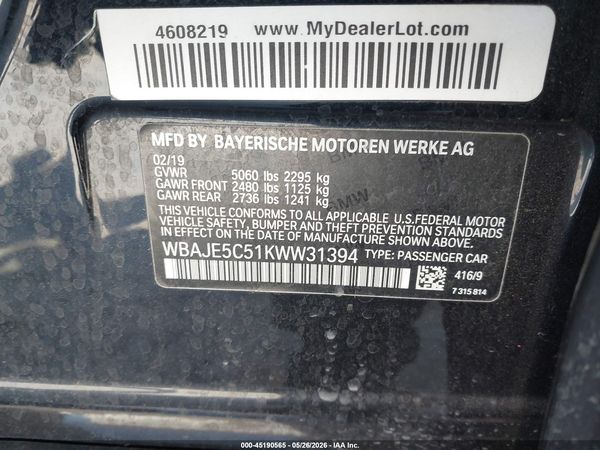 2019 BMW 540I