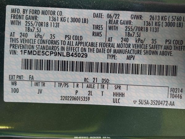 2022 FORD BRONCO OUTER BANKS