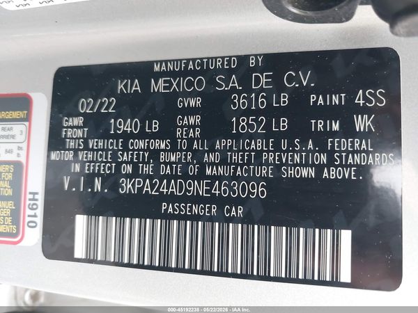 2022 KIA RIO S