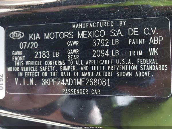 2021 KIA FORTE LXS