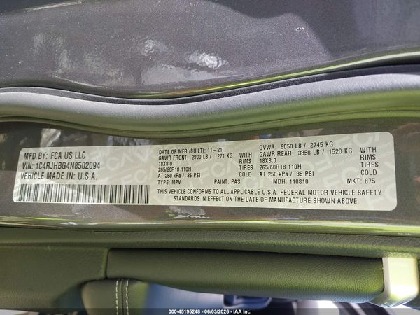 2022 JEEP GRAND CHEROKEE LIMITED 4X4