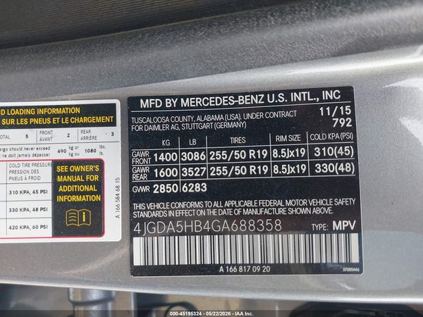 2016 MERCEDES-BENZ GLE 350 4MATIC