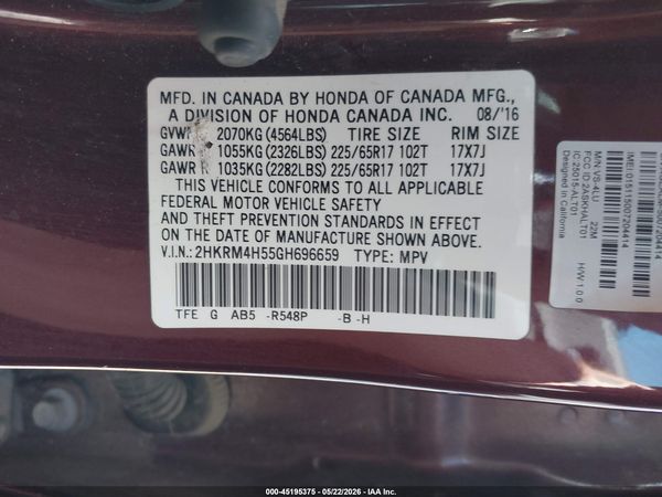 2016 HONDA CR-V EX