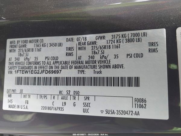 2018 FORD F-150 XLT