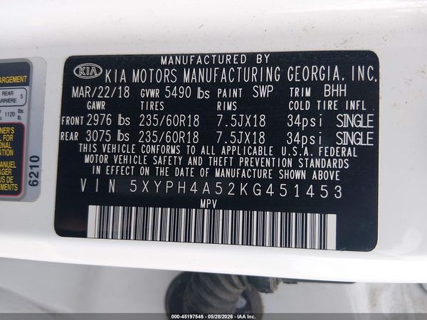 2019 KIA SORENTO 3.3L EX