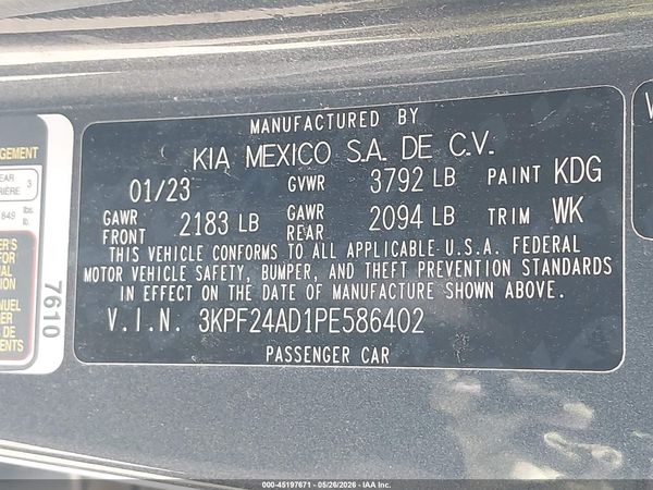 2023 KIA FORTE LXS