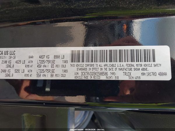 2019 RAM PROMASTER 2500 HIGH ROOF 159 WB