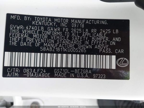 2019 LEXUS ES 350 F SPORT