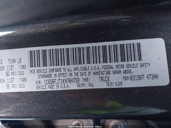 2019 RAM 1500 LARAMIE  4X4 5'7 BOX