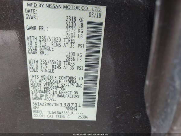 2018 NISSAN MURANO PLATINUM