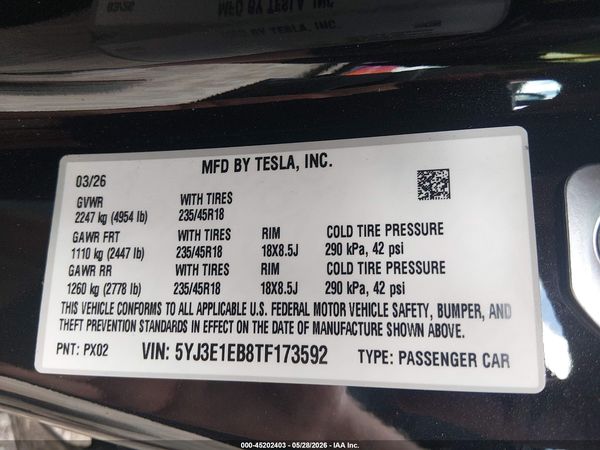 2026 TESLA MODEL 3 PREMIUM ALL-WHEEL DRIVE