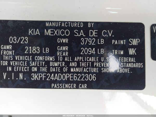 2023 KIA FORTE LXS