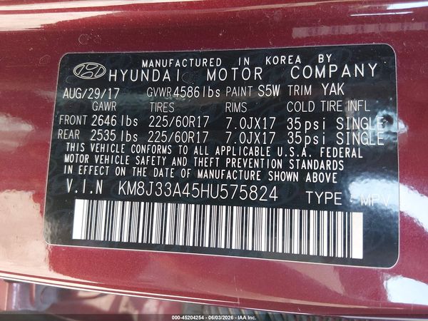 2017 HYUNDAI TUCSON SE