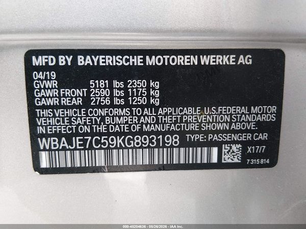 2019 BMW 540I XDRIVE
