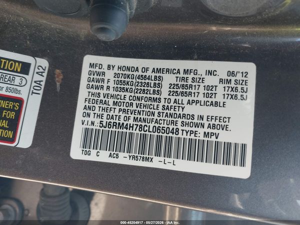 2012 HONDA CR-V EX-L