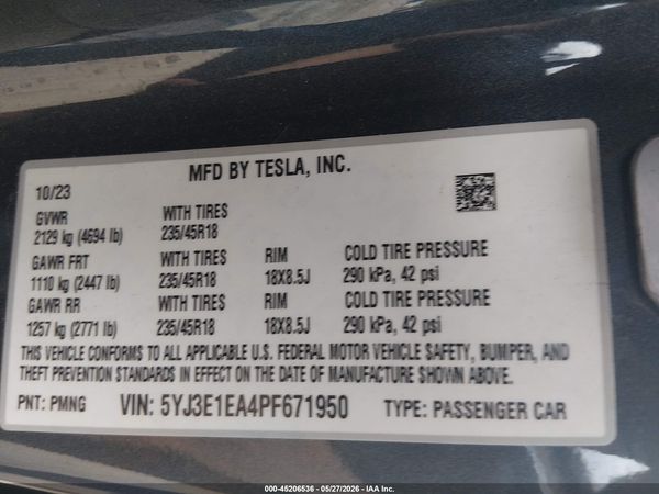 2023 TESLA MODEL 3 REAR-WHEEL DRIVE