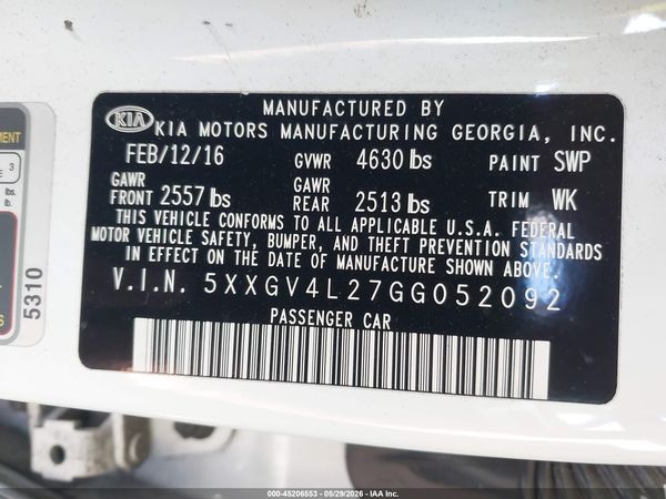 2016 KIA OPTIMA SXL TURBO