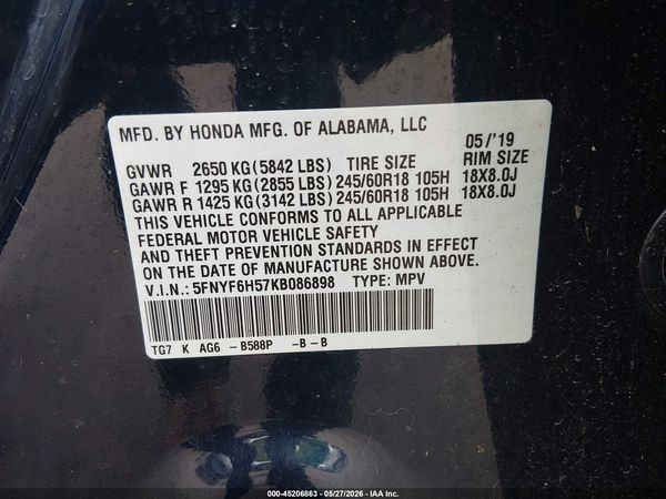 2019 HONDA PILOT EX-L