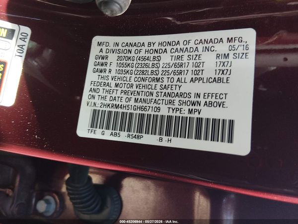 2016 HONDA CR-V EX