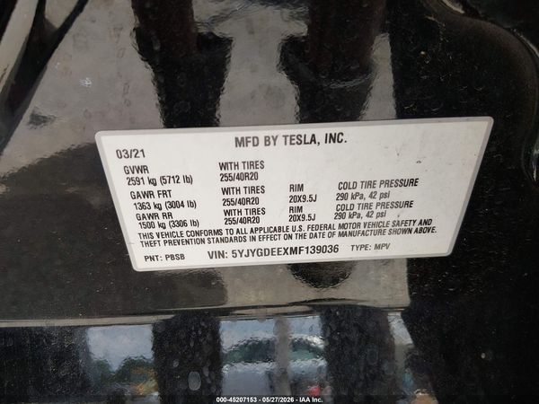 2021 TESLA MODEL Y