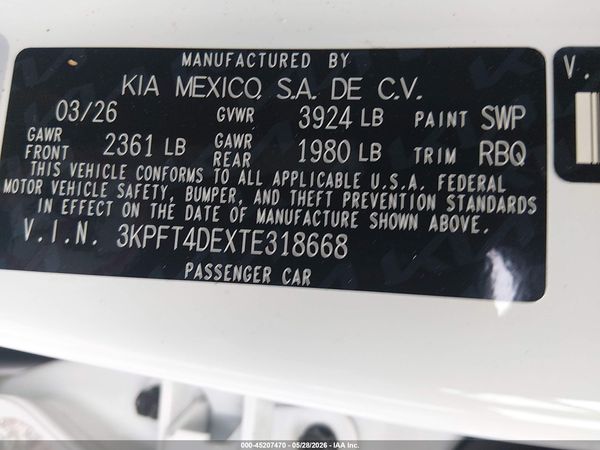 2026 KIA K4 LXS
