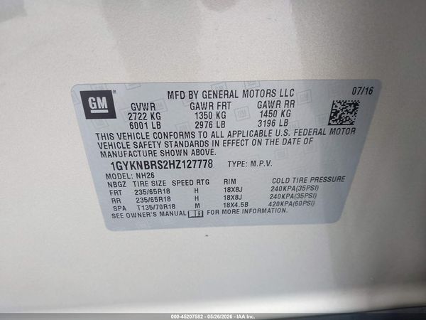 2017 CADILLAC XT5 LUXURY