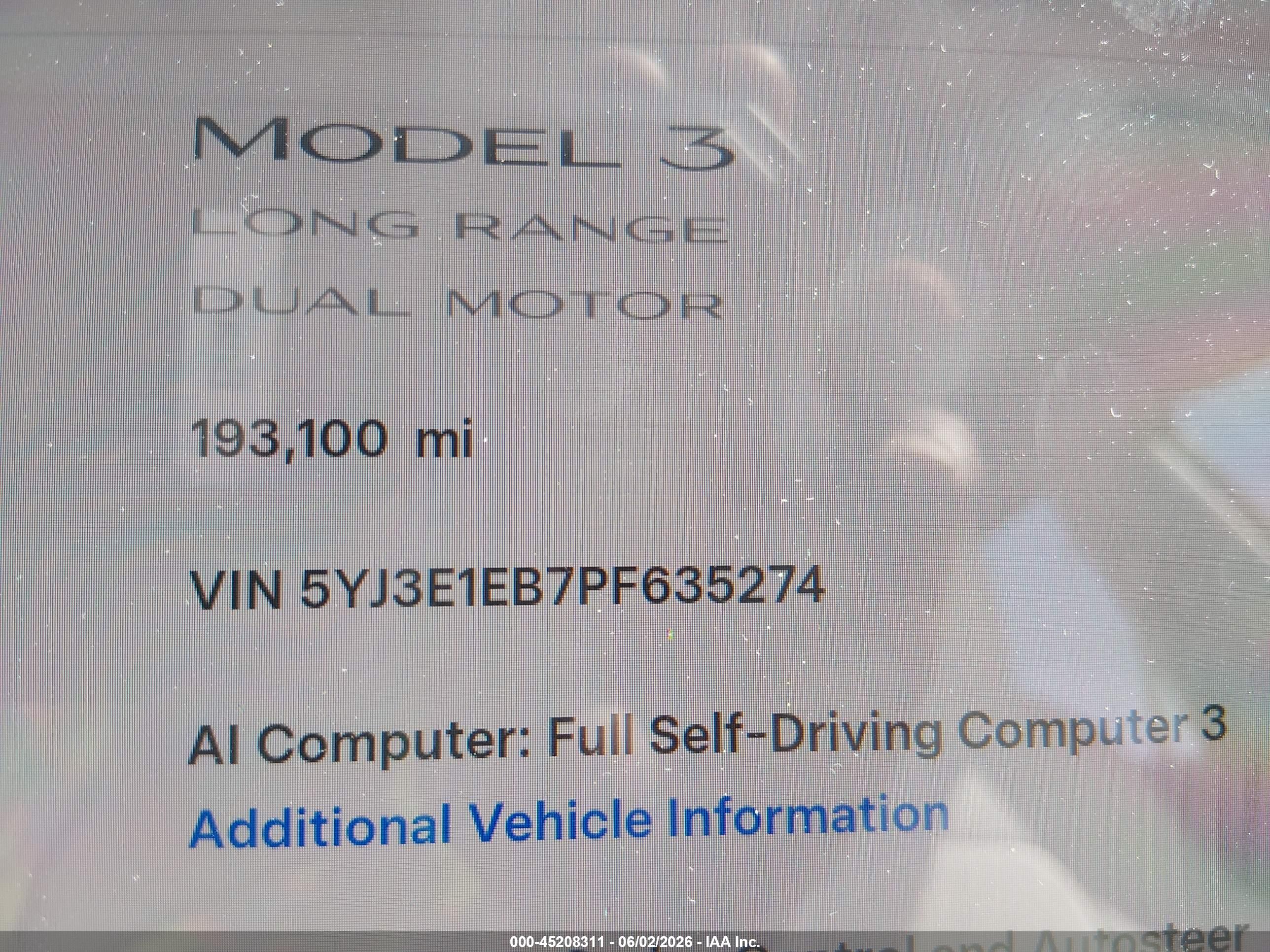 2023 TESLA MODEL 3