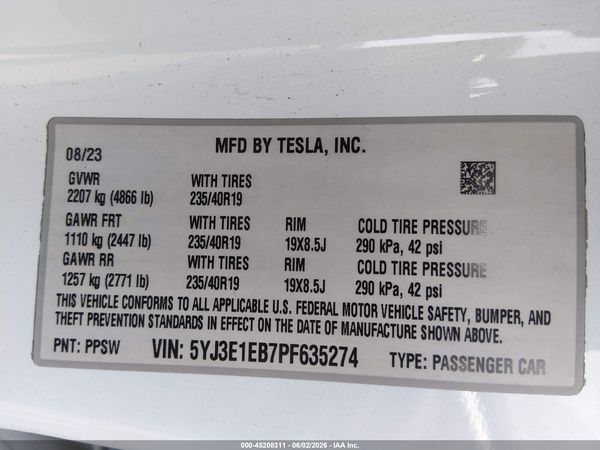 2023 TESLA MODEL 3