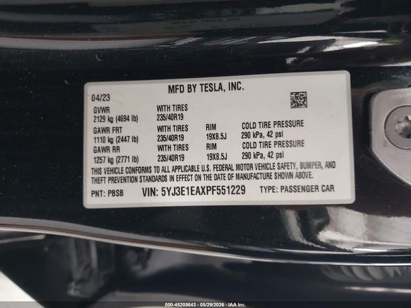 2023 TESLA MODEL 3 REAR-WHEEL DRIVE
