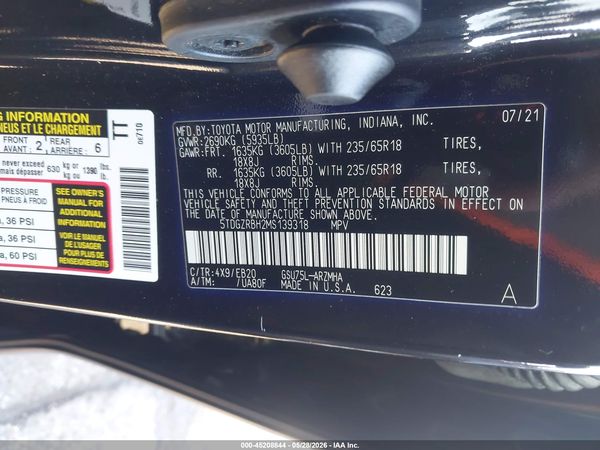 2021 TOYOTA HIGHLANDER XLE