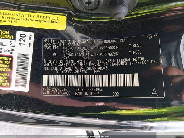 2018 TOYOTA SIENNA XLE 8 PASSENGER