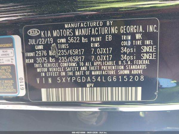 2020 KIA SORENTO 3.3L LX