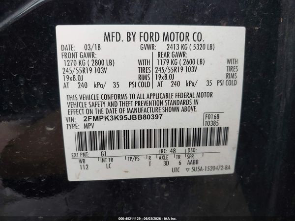 2018 FORD EDGE TITANIUM — I9