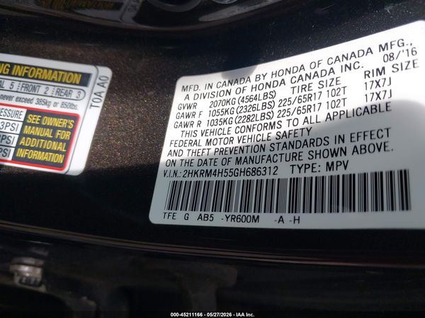 2016 HONDA CR-V EX