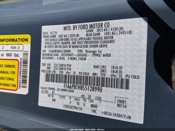 2025 FORD MUSTANG ECOBOOST FASTBACK