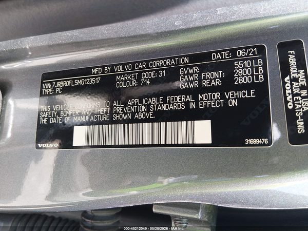 2021 VOLVO S60 RECHARGE PLUG-IN HYBRID T8 INSCRIPTION