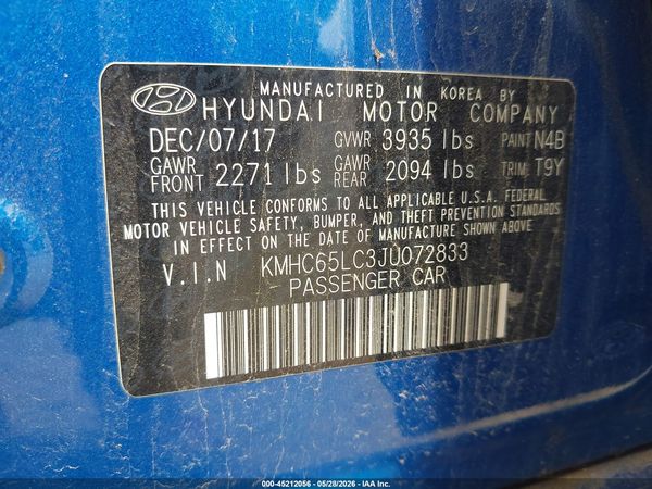2018 HYUNDAI IONIQ HYBRID BLUE