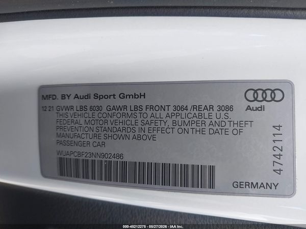 2022 AUDI RS 7 SPORTBACK TFSI QUATTRO TIPTRONIC