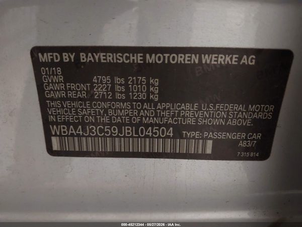 2018 BMW 430I GRAN COUPE XDRIVE
