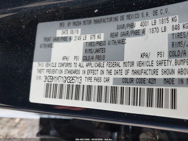 2016 MAZDA MAZDA3 I TOURING