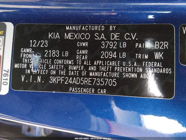 2024 KIA FORTE LXS