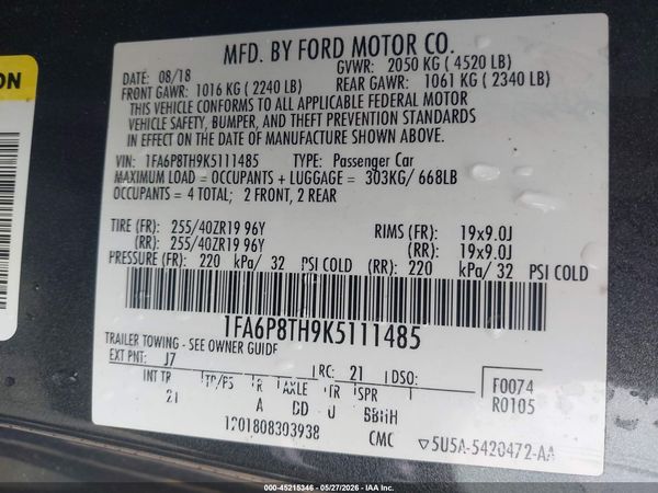 2019 FORD MUSTANG ECOBOOST